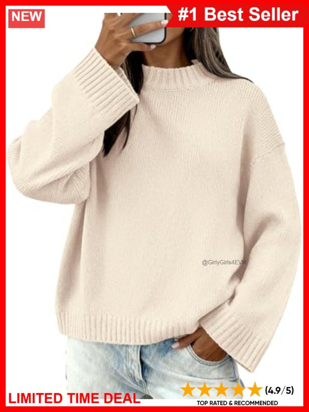 Crewneck Drop Shoulder Loose Fit Knit Pullover Sweater Long Sleeve Ribbed